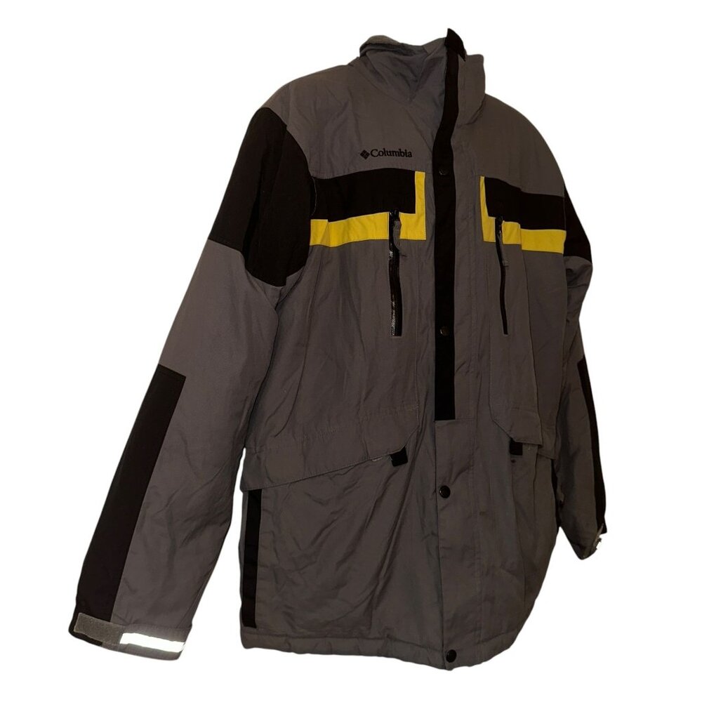 Columbia Winter Coat Big Boys 18 20 Gray Hooded Lined Insulation Pockets - Picture 4 of 11